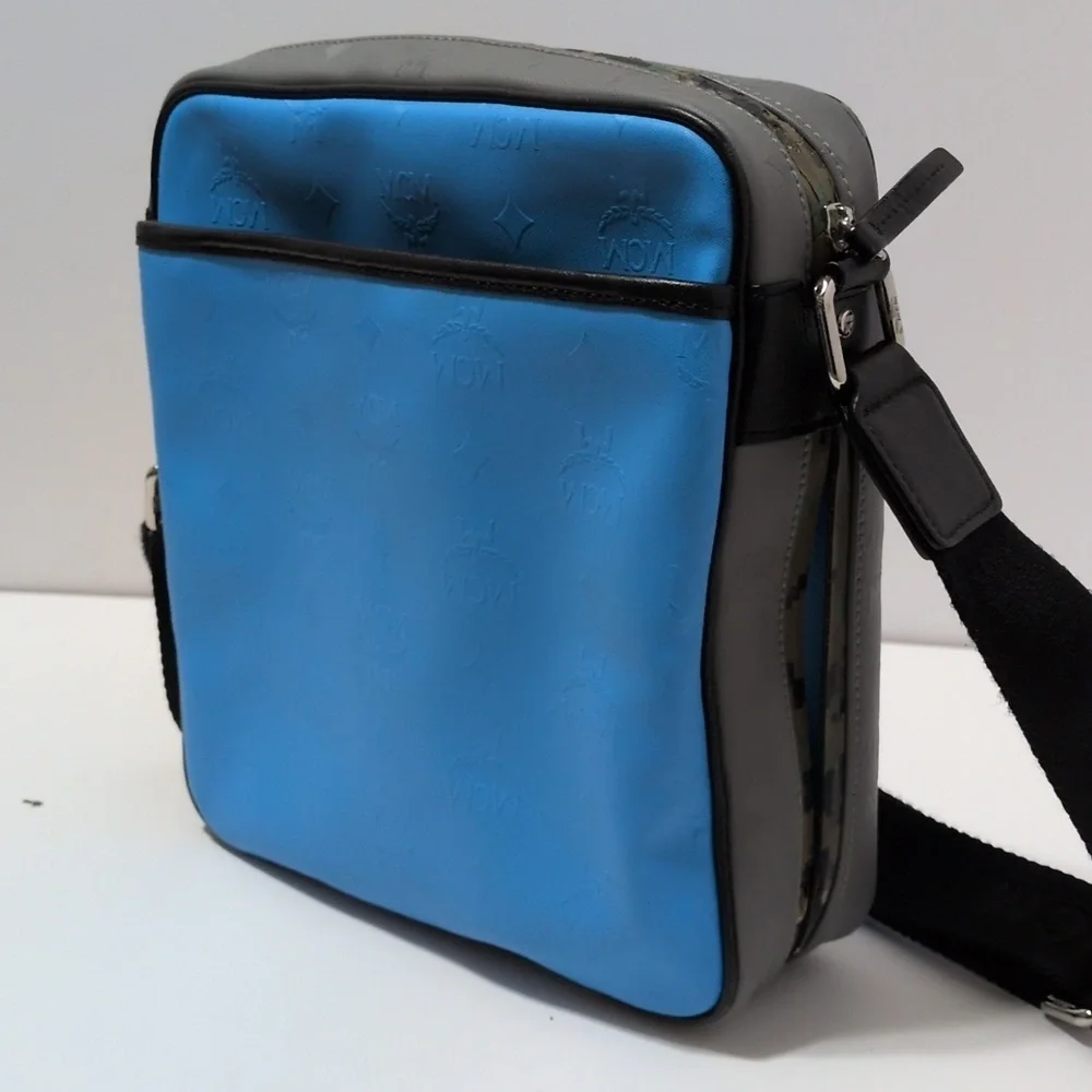 Authentic MCM Camouflage and Blue Messenger Bag